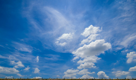 Railway tracks on blue sky backgroundの写真素材