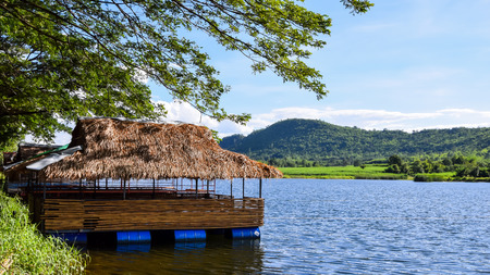 House Boat on blue skyの写真素材