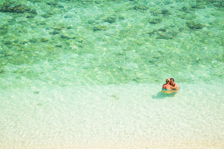 Krabi, Thailand - December 01, 2014 Tourists on Mu Koh Poda or Poda Group Islands is located in the west of Ao Nang. Andaman Sea of Thailand (Diving watch the fish and coral.)のeditorial素材