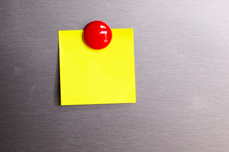 Blank Post it Note   On The refrigerator copy space (for you text)の写真素材