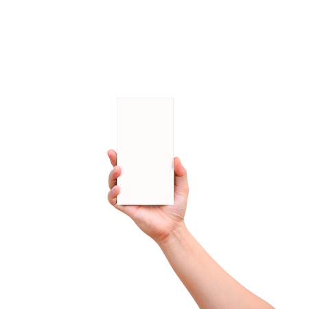 hand holding the smartphone concept  (with clipping path on subject)の写真素材