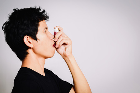 Patient use Inhaled Steroids for treat Asthmaの写真素材