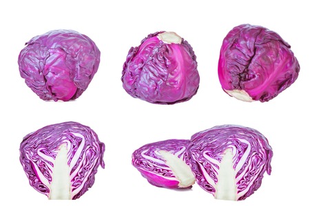 Vegetables, Purple cabbage isolated on white backgroundの写真素材