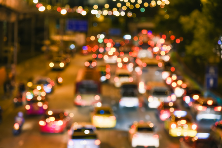 traffic jam night in rush hour for city backgroundの写真素材