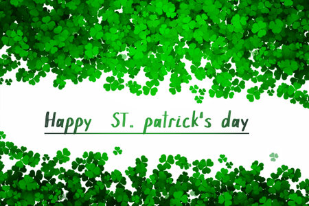 Happy ST Patrick's day green background clover leaf bokeh lights defocused for ST Patrick's day...