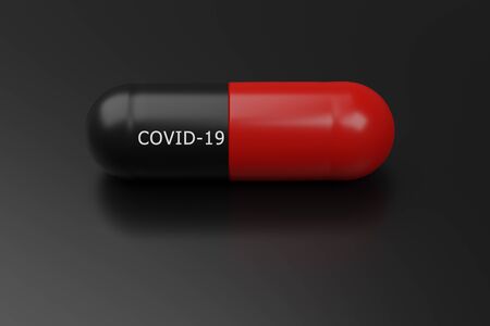 Medication treatment and prevention of new corona virus infection COVID-19,novel coronavirus disease 2019 or nCoV 2019 ,Antiviral Drug for stop Pandemic COVID-19 infectious concept,3D illustrationの写真素材