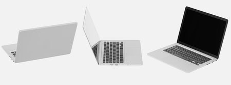 Modern computer laptop Open white screen    mask on white background for present advertising product...