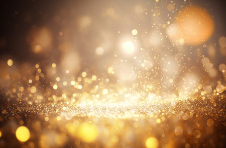 gold glitter Bokeh background ,Lens Flare and Bokeh, green backgroundの写真素材
