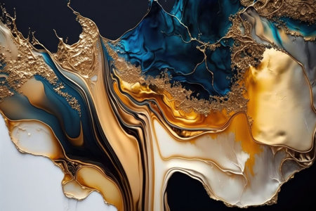 Abstract alcohol ink background, hand painted liquid ink gold splashes effect use us wallpaper or...