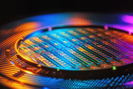SI wafer,Silicon semiconductor wafer closeup, backgroundの素材