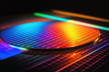 SI wafer,Silicon semiconductor wafer closeup, backgroundの素材
