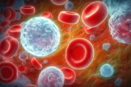 white lymphocytes blood cells in vein,3d rendering