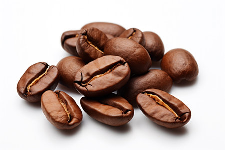 Close-Up Coffee Bean Shot on White Background Rich Aroma, Coffee Bean border frameの写真素材