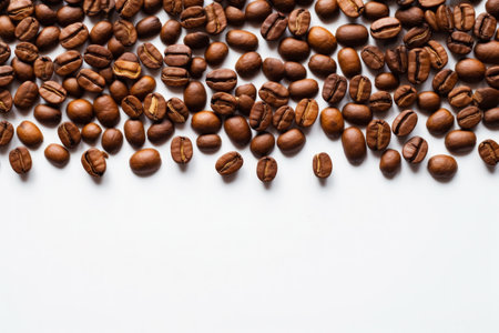 Close-Up Coffee Bean Shot on White Background Rich Aroma, Coffee Bean border frameの写真素材