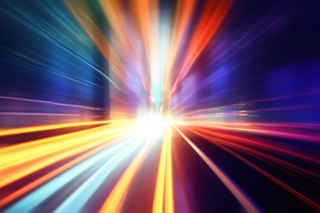 abstract speed light background colorful zoom light trails backgroundの写真素材