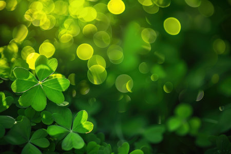 st. patricks day abstract background,ST Patricks day green background clover leaf bokeh lights defocused for ST Patricks day celebration design backgroundの素材