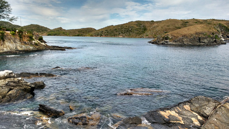 Fort beach clear waters and rocksの写真素材