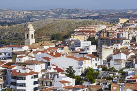 viewpoint overlooking the city of Loja with the Church of Santa Catalina, Granada. Spainの写真素材