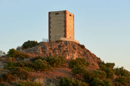 reconstruction of the keep of the castle of Anzur de Puente Genil, Cordoba. Analucia, Spainのeditorial素材