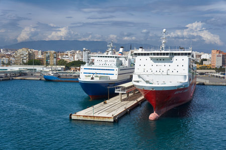 Boats moored in the port of Almeria, Andalusia, Spain. Almeria March 2019のeditorial素材