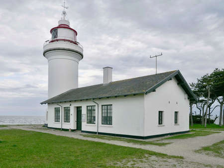The working Lighthouse in Sletterhage, Denmarkの写真素材
