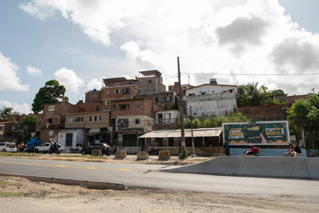 Recife, Pernambuco, Brazil. 02.09.2024. Challenged and poor suburban area in Recife in Brazil