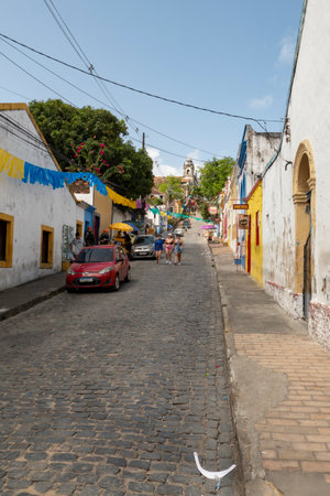 Olinda, Pernambuco, Brazil. 02.09.2024. The streets of Olinda are prepared for the upcoming Carnivalのeditorial素材