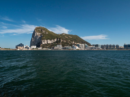Gibraltar as seen from La Linea de la Concepcion in Spainの写真素材