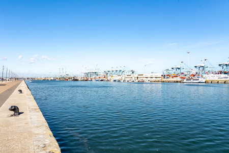 Working Harbour with Boats at Port of Algecirasの写真素材