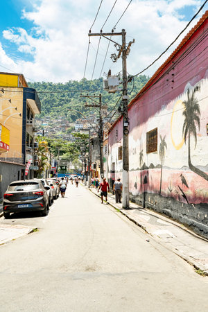 Colorful buildings along Rua Dona Antonia de Vilhena in Angra dos Reis, Brazil