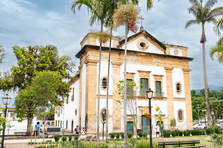Main facade of the Church of Our Lady of Remedies in Paratyのeditorial素材