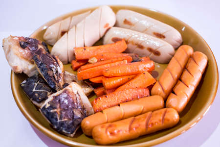 sausage and Saba fish of lunchの写真素材