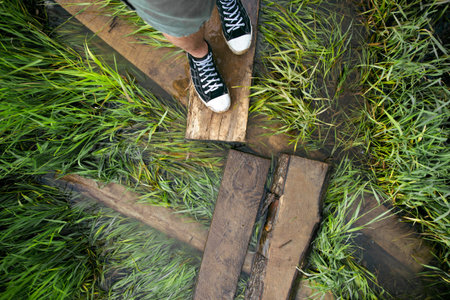 The puddle underfoot