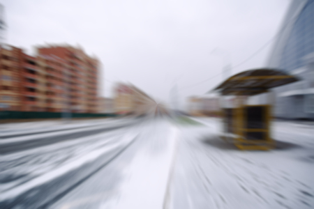 Beautiful blurred winter city landscape. Urban viewの写真素材