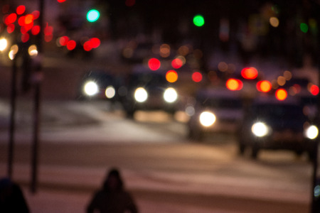 Blurred city at nightの写真素材