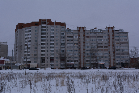 Multi-storey brick apartment houseのeditorial素材