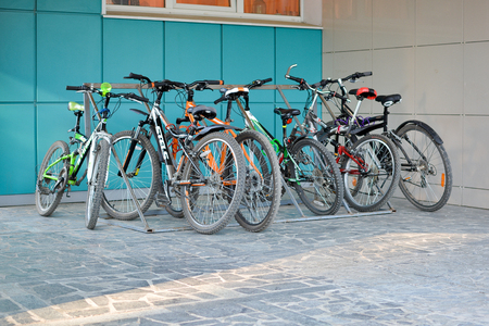 Bicycle parking near the buildingのeditorial素材