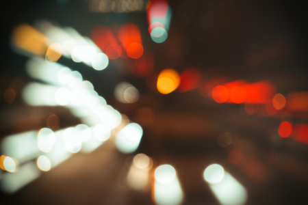 Night city street lights bokeh background, art conceptの写真素材