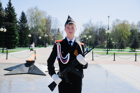 The guard of honor with a Kalashnikov rifleのeditorial素材