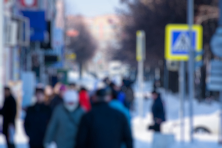 Blurred people on the streetの写真素材