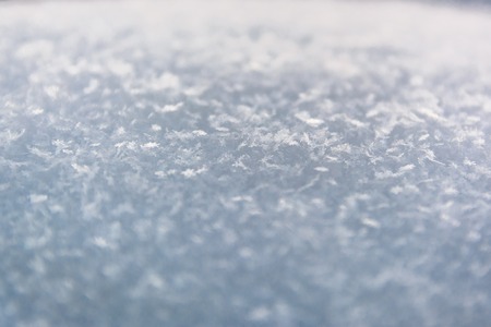 Macro image of snowflakes at sunset. Winter background. Selective focusの写真素材