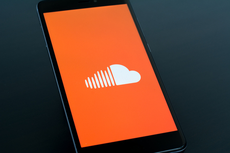 Yoshkar-Ola, Russia - February 15, 2018 The soundcloud application is open on the smartphone screenのeditorial素材