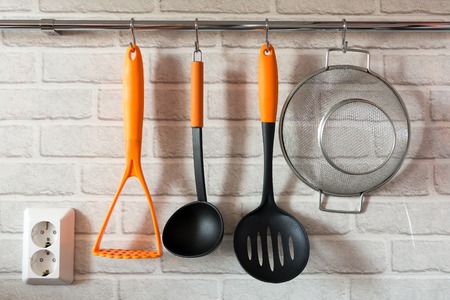 Detail of kitchen interior with itemsの写真素材
