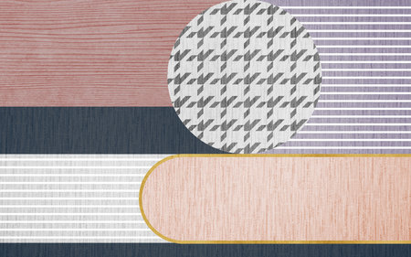 Pink and purple geometric patterns and gold line background, modern simple style carpet pattern.の写真素材