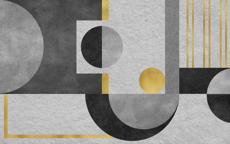Modern geometric patterns and golden texture art patterns, abstract gray carpet background.の写真素材
