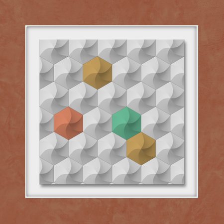 Abstract solid geometric art painting, used for covers, posters, cards, decorative paintings, art walls.の写真素材