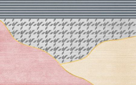 Pink and gold line geometric color block composition art pattern, Retro carpet background.の写真素材