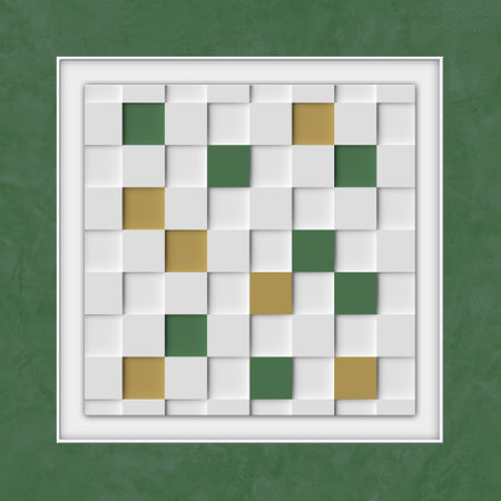 Green solid geometric square art painting, modern simple style decorative painting.の写真素材