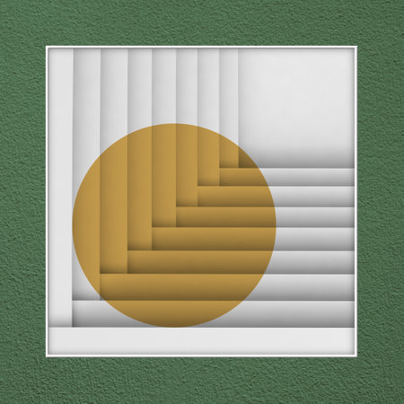 Green creative three-dimensional geometric art painting, modern simple style decorative painting. It is used for creative design of posters, cards, wallpapers, banners, websites, pの写真素材