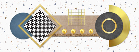 Luxury background with gold and silver elements. Vector illustration.